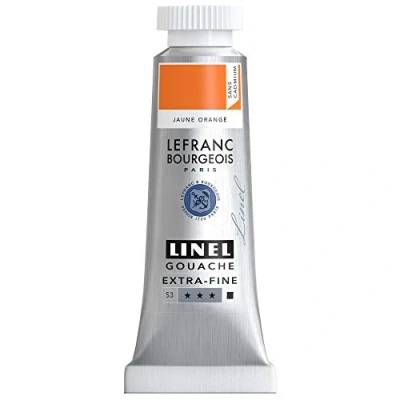 Abbildung von Lefranc &amp; Bourgeois 301166 Linel Gouache extrafeine und geschmeidige Wasserfarben mit maximaler Farbintensität, Leuchtkraft für streifenfreien Auftrag, 14ml Tube Orange Kadmiumfrei