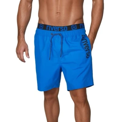 Abbildung von riverso Badehose Herren Regular Fit RIVBobby Kurze Hosen Badeshorts Schwimmhose Shorts Schnelltrocknend Print Elastischer Bund, Größe:3XL, Farbe:Bright Royal Blue Black
