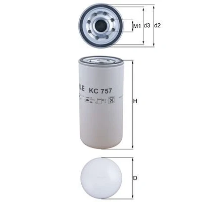 Abbildung von MAHLE ORIGINAL KC 757 Kraftstofffilter Anschraubfilter RENAULT TRUCKS: T Serie