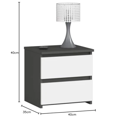 Abbildung von AKORD Kommode Set 2 Schubladen Sideboard Mehrzweckschrank Schrank Schreibtisch ecktisch Eck für Home Office Einfache Montage 40x40x35 Graphitgrau &amp; Weiß Front