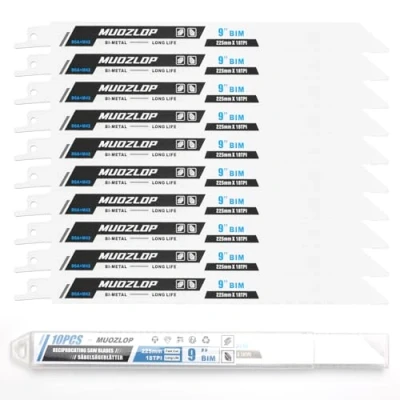 Abbildung von MUOZLOP 10 Pack 9 inch Säbelsägeblätter Set，18 TPI Sägeblätter für Säbelsäge，für Holz/Metall (10, 18TPI 225mm)
