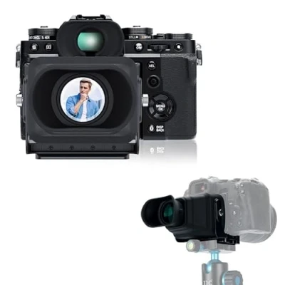 Abbildung von JJC Kamera LCD Sucher, 3X Vergrößerung Bildschirm Sucher mit Arca Type Quick Release Platte, Lupe Sonnenblende Hood für DSLR/SLR Kameras