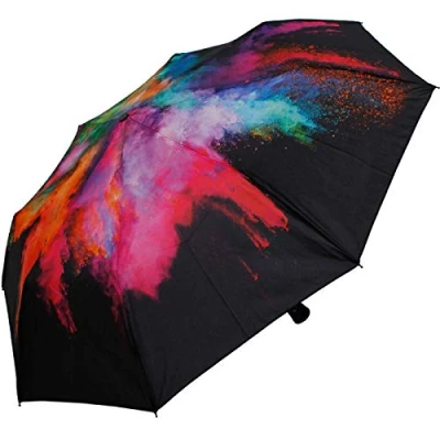 Abbildung von HAPPY RAIN Langregenschirm schöner Damen Regenschirm mit Auf Automatik, eine eindrucksvolle Farbexplosion