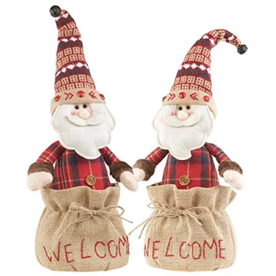 Abbildung von infactory Türstopper Figuren: 2er Set Weihnachtsmann Welcome, Sandfüllung, 1,1 kg (Weihnachtsdeko Türstopper, Nikolaus Weihnachten)