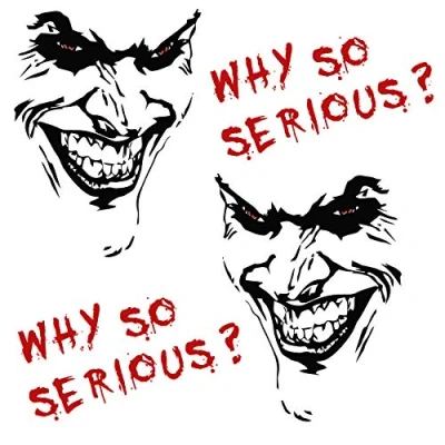 Abbildung von Joker Aufkleber 10x7cm Why so serious Schriftzug Spruch Fahrzeug Dekor Folie für Auto Bus Wohnwagen Kfz Zubehör Autoaufkleber Clown (Schwarz Glanz, K059 + K060 K061 Set 2x Schrift)