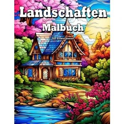 Abbildung von Malbuch Erwachsene Landschaften: Entspannung Und Stressabbau Mit Landschaften Häusern Natur Strand Tieren Blumen Mmehr