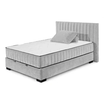 Abbildung von Stella Trading NAGOL C Boxbett 140x200, Silber Bequemes Bett mit Bettkasten und Premium 9 Zonen Federkern Wendematratze 165 x 114 214 cm (B/H/T)