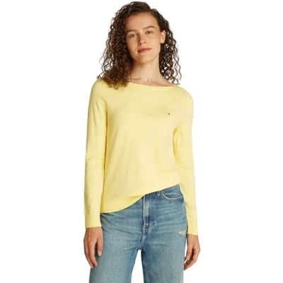 Abbildung von Tommy Hilfiger Stitch BOAT Sweater Strickpullover, Damen, Größe: Large, Citronella