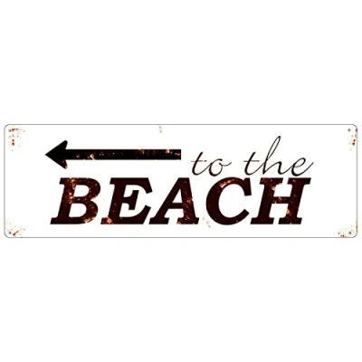 Abbildung von Interluxe METALLSCHILD Shabby Blechschild to The Beach Pfeil Links Strand See Dekoschild