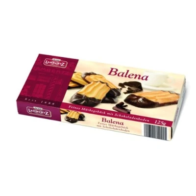 Abbildung von Lambertz Balena 5 x 125 g, Zartes Mürbegebäck veredelt mit feinster Zartbitterschokolade.