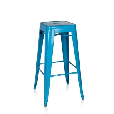 Abbildung von hjh OFFICE 645014 Barhocker VANTAGGIO HIGH Metall Hellblau Retro Hocker im Industry Design, stapelbar