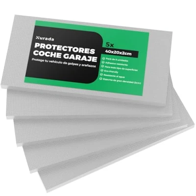Abbildung von NURADA Garagen Wandschutz (5 Stück) 40X20X2cm, Garage Selbstklebend, Autotürenschutz Garage, Garagenwandschutz, Perfekt um Stöße und Kratzer zu Vermeiden (Grau)
