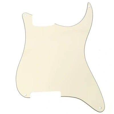 Abbildung von Musiclily 4 Löcher Gitarre Schlagbrett Rohmaterial ST Pickguard für Strat Style E Gitarre,3 lagig Crème
