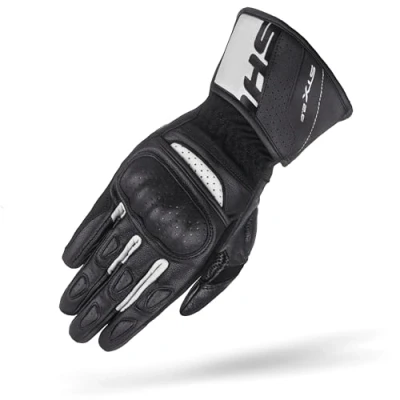 Abbildung von SHIMA STX Motorrad Handschuhe Herren Leder Lange Sommer Motorradhandschuhe Schutz Touchscreen Touren Lederhandschuhe Motorcycle Belüftet Verstärkt Scheibenwischer (Männer, Weiß, L)