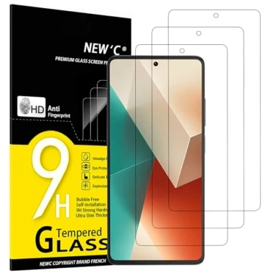 Abbildung von NEW&#039;C 3 Stück, Panzer Schutz Glas für Xiaomi Redmi Note 13 5G/4G, Frei von Kratzern, 9H Härte, HD Displayschutzfolie, 0.33mm Ultra klar, Ultrabeständig