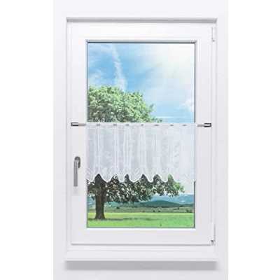 Abbildung von LYSEL Scheibengardine Blümchenpaar (Bx H) 74,9cm * 30cm weiß/reinweiß