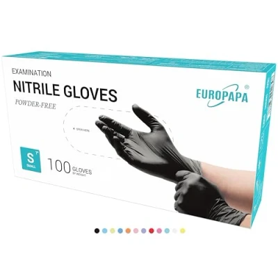 Abbildung von EUROPAPA Nitril Handschuhe Einweghandschuhe Untersuchungshandschuhe (100 STK Nitrilhandschuhe, steril, latexfrei) puderfrei, ohne Latex, unsteril, latexfrei, Einweg