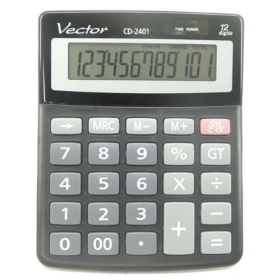 Abbildung von Bürorechner VECTOR KAV CD 2401 BLK, 12 Ziffern, 1 Stk.