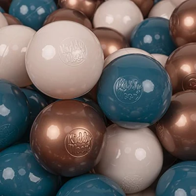 Abbildung von KiddyMoon 200 Bälle/7Cm Kinder Bälle Spielbälle Für Bällebad Baby Einfarbige Plastikbälle Made In EU, Dunkeltürkis/Pastellbeige/Kupferrot