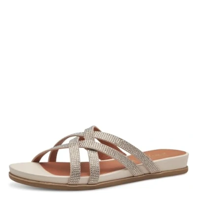 Abbildung von Jana Damen Pantoletten mit Glitzersteinen Vegan, Beige (Beige), 38 EU