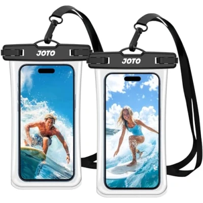 Abbildung von JOTO 2 Stück Wasserdicht Handyhülle Waterproof Phone Case IPX8 Unterwasser Handytasche für iPhone 15 14 13 12 11Pro Max Plus Galaxy S23 S22 bis 7 Zoll Transparent