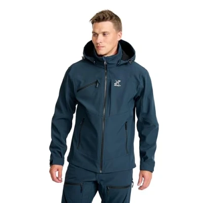 Abbildung von RevolutionRace Hiball Softshell Jacket für Herren, Outdoor Jacke Wandern, Moonlit Ocean, S