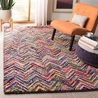 Abbildung von SAFAVIEH Traditionell Teppich für Wohnzimmer, Esszimmer, Schlafzimmer Nantucket Collection, Kurzer Flor, Multi, 122 X 183 cm