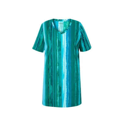 Abbildung von Ulla Popken V Ausschnitt Halbarm Tshirt print, Damen, Größe: 50/52, Deep aqua