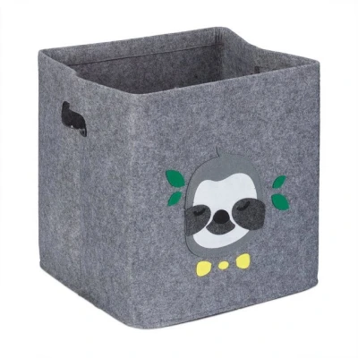 Abbildung von Relaxdays Aufbewahrungsbox Faultier, Stoffbox für Kinder, aus Filz, faltbar, Spielzeugbox, HxBxT: 33 x cm, grau