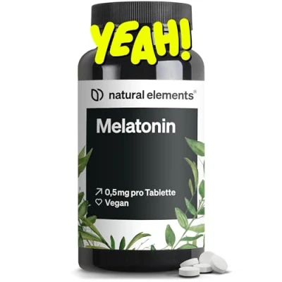 Abbildung von Melatonin 365 Tabletten 0,5mg pro Tablette hochdosiert Ohne unerwünschte Zusätze Laborgeprüft Alternative zu Einschlafspray 100% vegan St