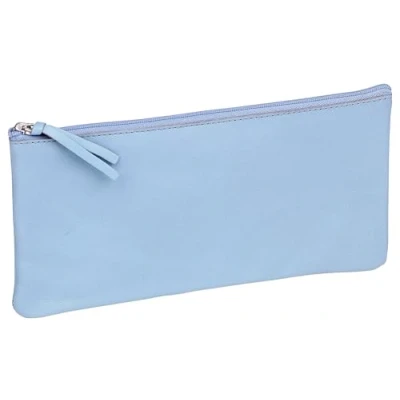 Abbildung von Clairefontaine 410165C Schlampermäppchen aus Lammleder Flach, 11 x 22cm, 1 Stück, Himmelblau