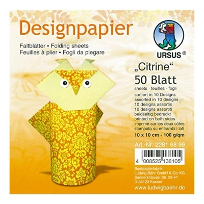 Abbildung von Ludwig Bähr Desinpapier Faltblätter &#039;Citrine&#039; 100g/qm 10x10cm VE=50 Bl