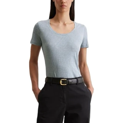 Abbildung von Marc O&#039;Polo DEEP Round NECK Twisted Tshirt basic, Damen, Größe: Large, Hellblau
