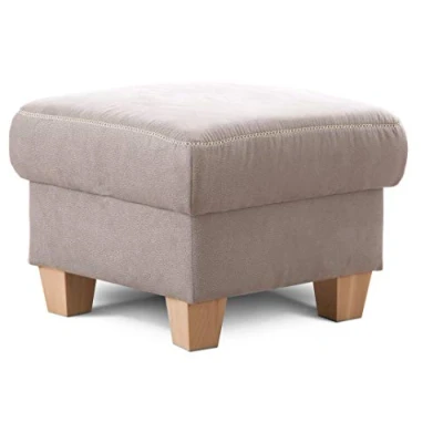 Abbildung von Cavadore Hocker Wisconsin / Sofa Hocker, Sitzhocker, bzw. Fußbank mit Stauraum im Landhausstil Holzfüße in Buche Mikrofaser Lederoptik Größe: 58 x 45 cm (BxHxT) Farbe: Hellgrau