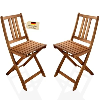 Abbildung von SAM 2er Set Gartenstuhl Blossom Akazienholz massiv &amp; geölt klappbarer Balkonstuhl für Garten Terrasse pflegeleichter Klappstuhl