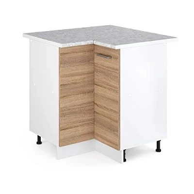Abbildung von Vicco Eckunterschrank R Line, Sonoma/Weiß, 75.6 cm, AP Marmor