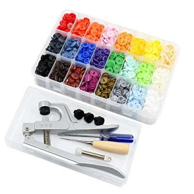 Abbildung von RERI Plastik Druckknöpfe mit Zange KAM T5 360 Set Snaps, Schönes Plastikkastenpaket für Baby Kinderbekleidung Sewing