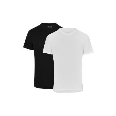 Abbildung von Danish Endurance Vneck 2PACK Tshirt basic Mc xwhite xblack, Herren, Größe: Large, xblack
