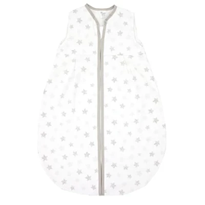 Abbildung von TupTam Baby Sommer Schlafsack 0.5 TOG aus OEKO TEX zertifizierten Materialien, Farbe: Tupfen Sterne Grau, Größe: 80 86