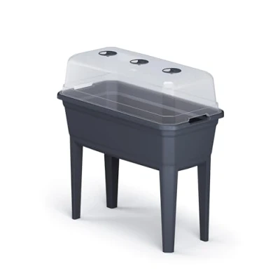 Abbildung von Spetebo Hochbeet Kunststoff mit Treibhaus Deckel 78x75cm (Packung, 1 tlg), Anzucht Gewächshaus auf Beinen