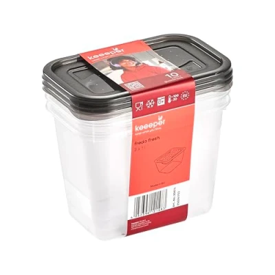 Abbildung von keeeper fredo fresh Frischhaltedosenset 3 teilig, x 1 l, Crystal Grey (Transparent)