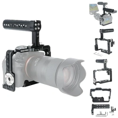 Abbildung von NICEYRIG A7RIII/ A7III/ A7MIII/ A9/ A7RII/ A7SII Kamera Cage Kit mit Käse Top Griff HDMI Kabel Lock Für DSLR Sony a7riii/a7miii/A9/a7sii/a7rii/a7ii
