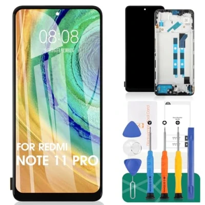 Abbildung von SRJTEK TFT für Xiaomi Redmi Note 11 Pro 4G / 5G LCD Display Ersatz 2201116TG 21091116I Touch Digitizer mit Rahmen (Schwarz, Keine Fingerabdruck Erkennung)