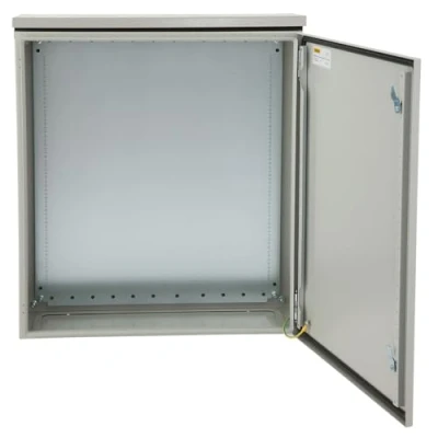 Abbildung von VEVOR Schaltkasten 60x60x30cm NEMA 4 Außengehäuse IP65 wasserdichter und staubdichter Anschlusskasten aus kaltgewalztem Kohlenstoffstahl mit Scharnier für den Außen Innenbereich Regenschutz