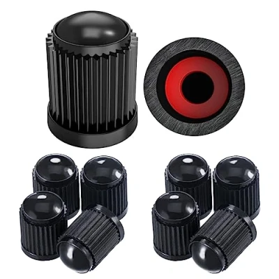Abbildung von Pitlane Performance® Ventilkappen 10 Stück Ventildeckel Auto Reifen Ventilabdeckung Reifenventil Kappen Autoventil PKW, SUV, Motorrad, Fahrrad für alle Schrader Ventile (Schwarz)