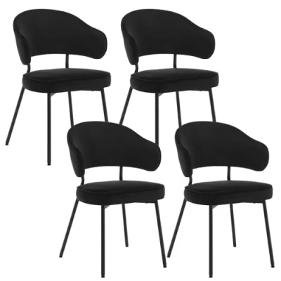 Abbildung von WOLTU 4er Set Esszimmerstühle, Küchenstuhl, Polsterstuhl, Loungesessel, Wohnzimmerstuhl, Design Stuhl, mit Rückenlehne Armlehnen Metallbeinen, gepolstert, Samt, Schwarz, BH389sz 4