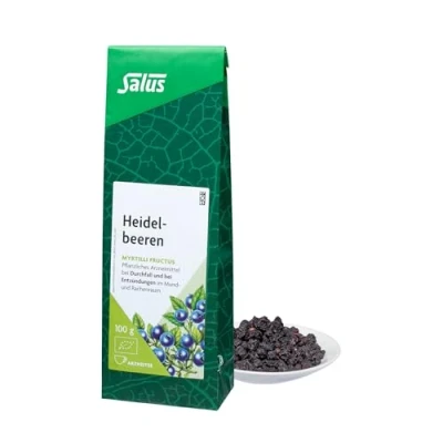 Abbildung von Salus Heidelbeeren Tee 1x 100 g Beutel lose Arzneitee Myrtilli fructus pflanzliches Arzneimittel bei Durchfall und Entzündungen im Mund Rachenraum bio