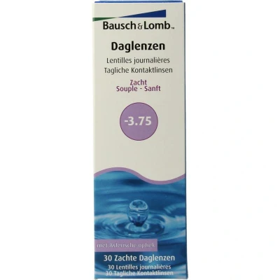 Abbildung von Bausch + Lomb SofLens daily disposable Tageslinsen, sphärische Kontaktlinsen, weich, 30 Stück BC 8.6 mm / DIA 14.2 3.75 Dioptrien