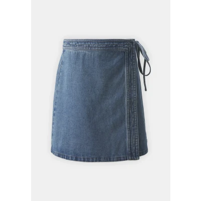 Abbildung von ONLY Onlvilla WRAP TIE Skirt Jeansrock, Damen, Größe: XXL, Light blue denim