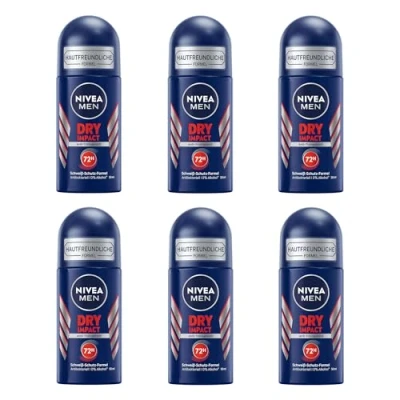 Abbildung von 6 x NIVEA Lufterfrischer Körper MEN DRY IMPACT PLUS deo roll on Angebot auf Lager für Herren